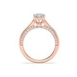 2CTW Oval Shaped Lab Grown Diamond (F/VS) Accented Bridge Shank Engagement Ring in 14K Gold