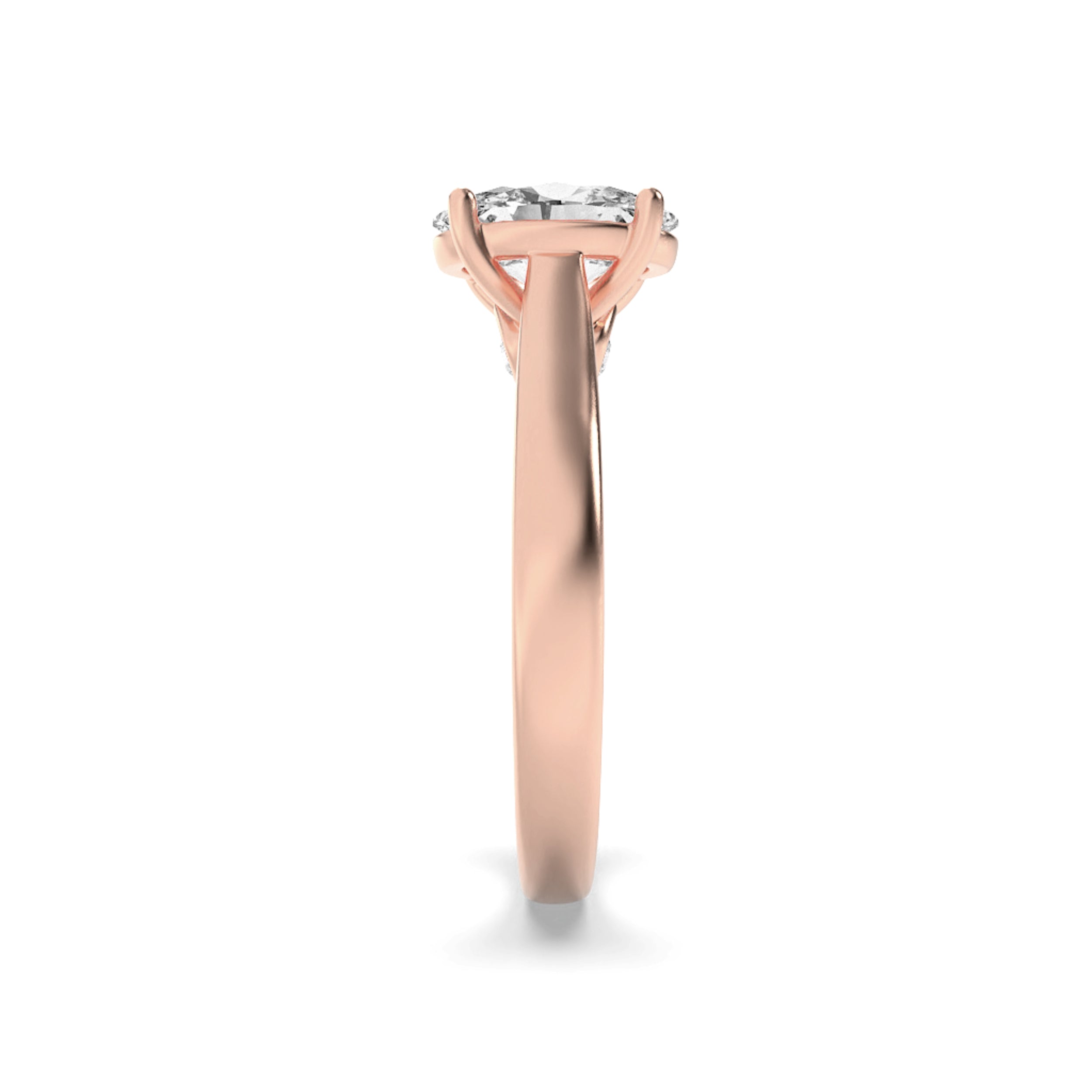 2CTW Oval Shaped Lab Grown Diamond (F/VS) Accented Bridge Shank Engagement Ring in 14K Gold