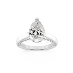 1.25CTW Pear Shaped Lab Grown Diamond (F/VS) Accented Bridge Shank Engagement Ring in 14K Gold