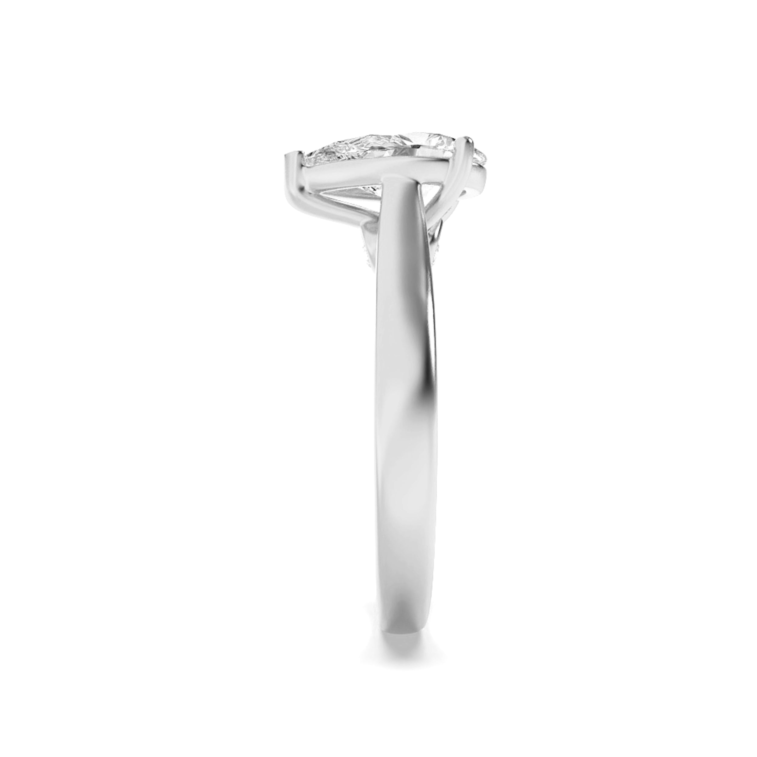 1.25CTW Pear Shaped Lab Grown Diamond (F/VS) Accented Bridge Shank Engagement Ring in 14K Gold