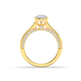 2CTW Pear Shaped Lab Grown Diamond (F/VS) Accented Bridge Shank Engagement Ring in 14K Gold