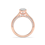 2CTW Pear Shaped Lab Grown Diamond (F/VS) Accented Bridge Shank Engagement Ring in 14K Gold