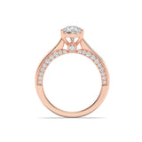 2CTW Pear Shaped Lab Grown Diamond (F/VS) Accented Bridge Shank Engagement Ring in 14K Gold