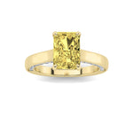 2CTW Radiant Shaped Lab Grown Diamond (F/VS) Accented Bridge Shank Engagement Ring in 14K Gold
