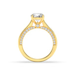 1.33CTW Round Shaped Lab Grown Diamond (F/VS) Accented Bridge Shank Engagement Ring in 14K Gold