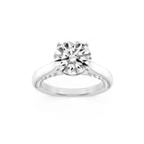 2CTW Round Shaped Lab Grown Diamond (F/VS) Accented Bridge Shank Engagement Ring in 14K Gold