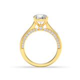 2CTW Round Shaped Lab Grown Diamond (F/VS) Accented Bridge Shank Engagement Ring in 14K Gold