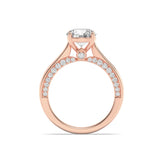 2CTW Round Shaped Lab Grown Diamond (F/VS) Accented Bridge Shank Engagement Ring in 14K Gold