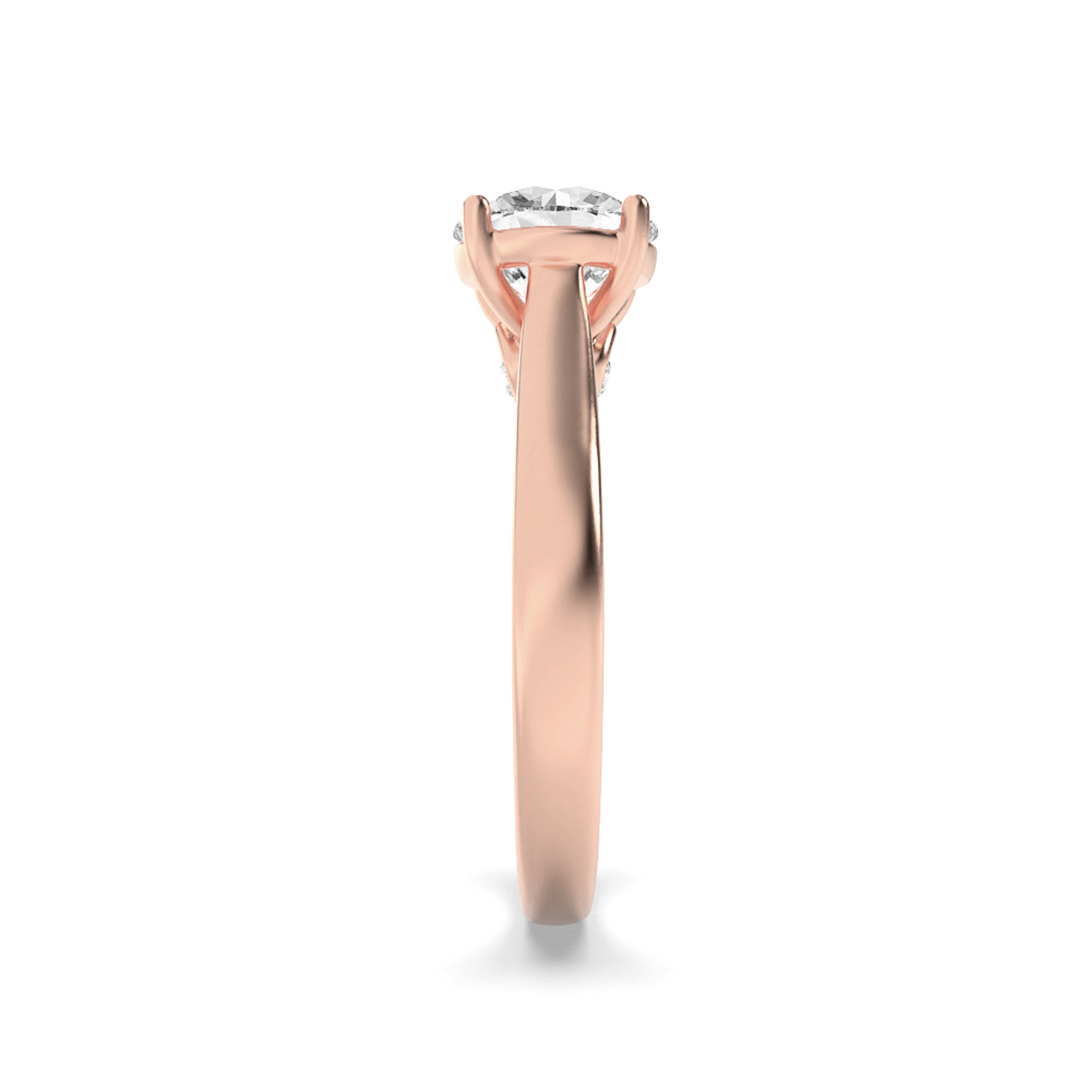 2CTW Round Shaped Lab Grown Diamond (F/VS) Accented Bridge Shank Engagement Ring in 14K Gold