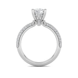 2CTW Round Shaped Lab Grown Diamond (F/VS) Three Row Micro Pave Engagement Ring in 14K Gold