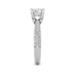 2CTW Round Shaped Lab Grown Diamond (F/VS) Three Row Micro Pave Engagement Ring in 14K Gold