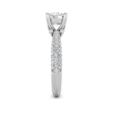 2CTW Round Shaped Lab Grown Diamond (F/VS) Three Row Micro Pave Engagement Ring in 14K Gold