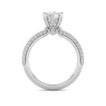 2CTW Round Shaped Lab Grown Diamond (F/VS) Three Row Micro Pave Engagement Ring in 14K Gold