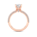2CTW Round Shaped Lab Grown Diamond (F/VS) Three Row Micro Pave Engagement Ring in 14K Gold