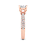 2CTW Round Shaped Lab Grown Diamond (F/VS) Three Row Micro Pave Engagement Ring in 14K Gold