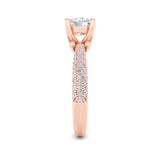 2CTW Round Shaped Lab Grown Diamond (F/VS) Three Row Micro Pave Engagement Ring in 14K Gold