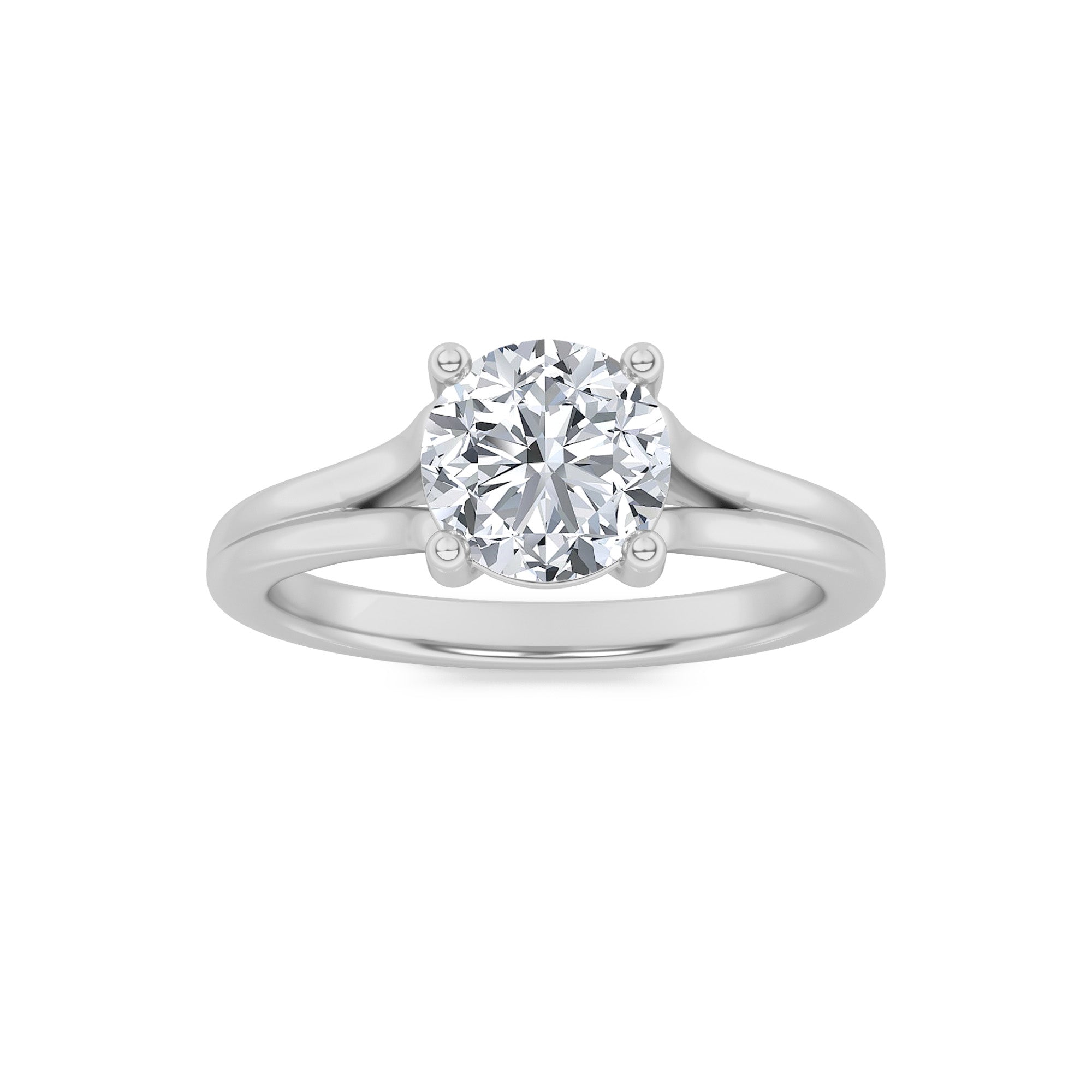 1CTW Round Shaped Lab Grown Diamond (F/VS) Split Shank Solitaire Engagement Ring in 14K Gold