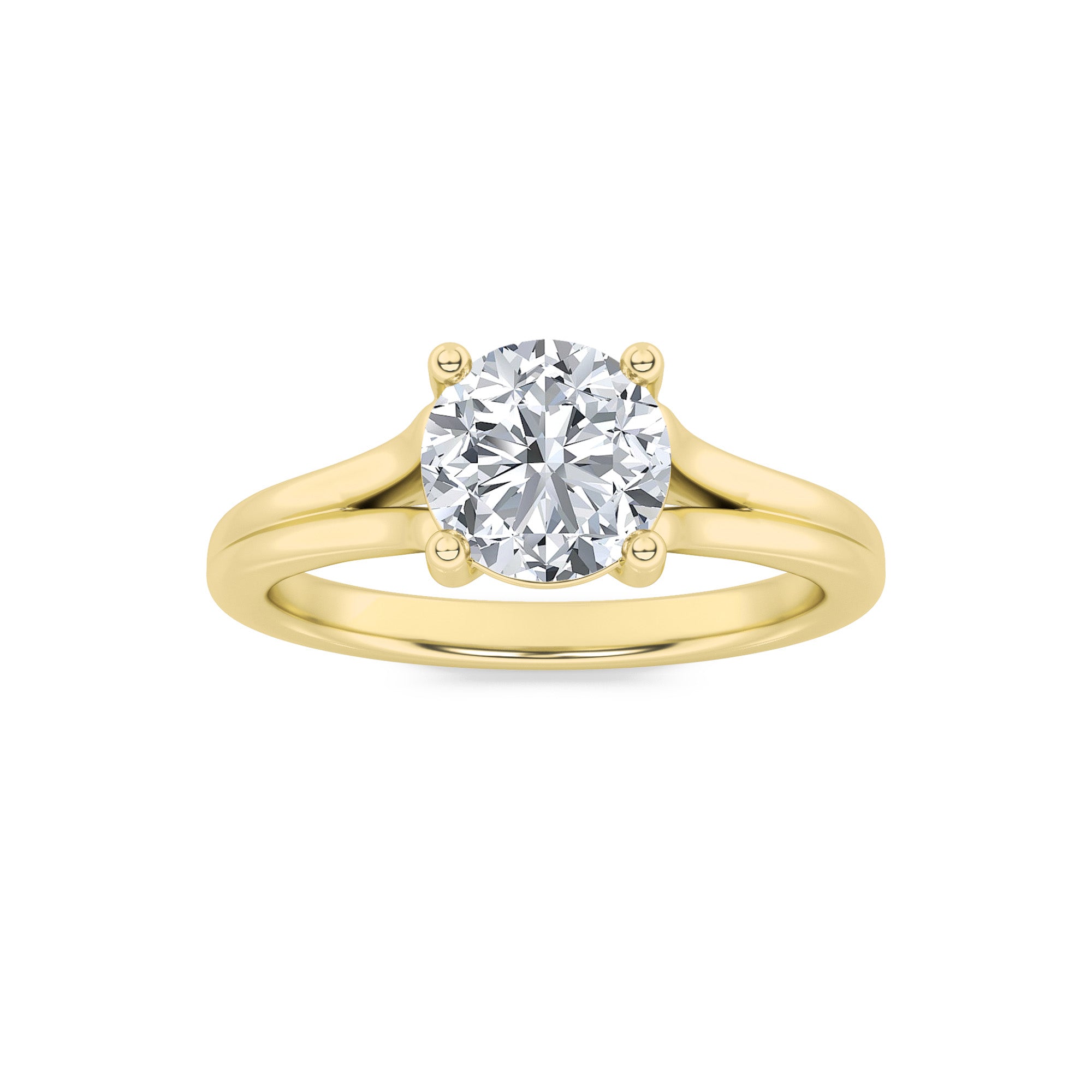 2CTW Round Shaped Lab Grown Diamond (G/VS) Split Shank Solitaire Engagement Ring in 14K Gold