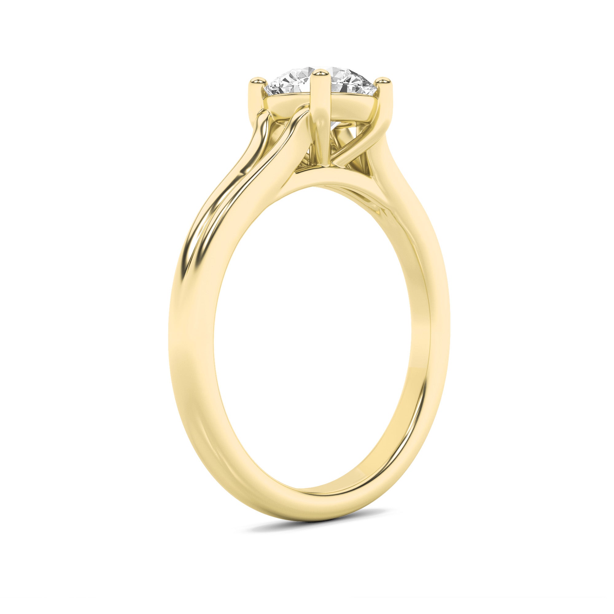 2CTW Round Shaped Lab Grown Diamond (G/VS) Split Shank Solitaire Engagement Ring in 14K Gold