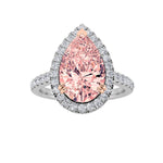 3CTW Pear Shaped Lab Grown Diamond (F/VS) Bolld Accented Halo Engagement Ring in 14K Gold
