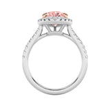 3CTW Pear Shaped Lab Grown Diamond (F/VS) Bolld Accented Halo Engagement Ring in 14K Gold