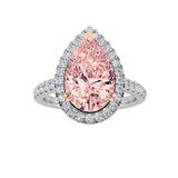 3CTW Pear Shaped Lab Grown Diamond (F/VS) Bolld Accented Halo Engagement Ring in 14K Gold