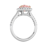 3CTW Pear Shaped Lab Grown Diamond (F/VS) Bolld Accented Halo Engagement Ring in 14K Gold
