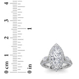 3CTW Marquise Shaped Lab Grown Diamond (G/VS) Three Stone Halo Enagement Ring in 14K Gold