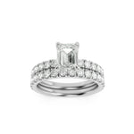 2CTW Emerald Shaped Lab Grown Diamond (F/VS) Classic Accented  Set With Band and Engagement Ring in 14K Gold