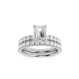 2CTW Emerald Shaped Lab Grown Diamond (F/VS) Classic Accented  Set With Band and Engagement Ring in 14K Gold