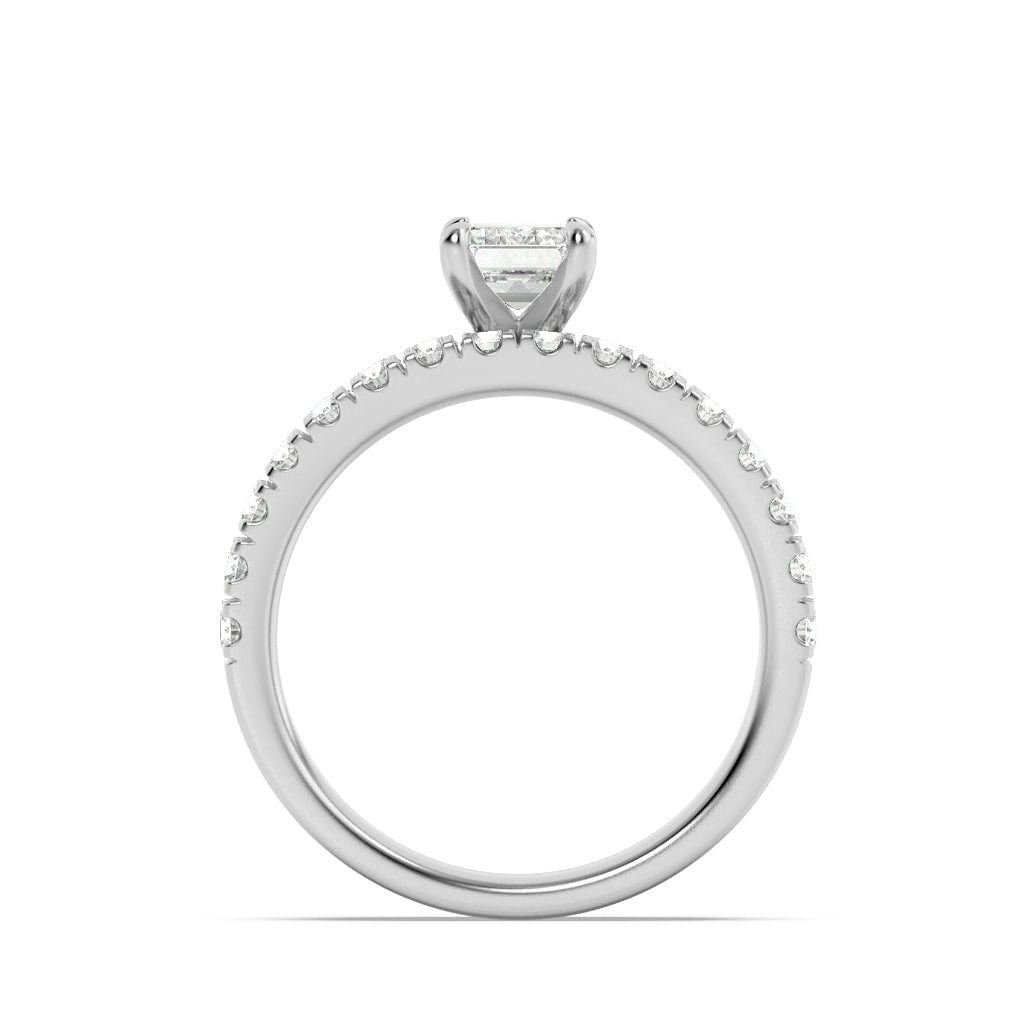 2CTW Emerald Shaped Lab Grown Diamond (F/VS) Classic Accented  Set With Band and Engagement Ring in 14K Gold