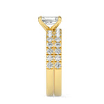 2CTW Emerald Shaped Lab Grown Diamond (F/VS) Classic Accented  Set With Band and Engagement Ring in 14K Gold