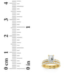 2CTW Emerald Shaped Lab Grown Diamond (F/VS) Classic Accented  Set With Band and Engagement Ring in 14K Gold
