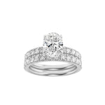 2CTW Oval Shaped Lab Grown Diamond (F/VS) Classic Accented  Set With Band and Engagement Ring in 14K Gold