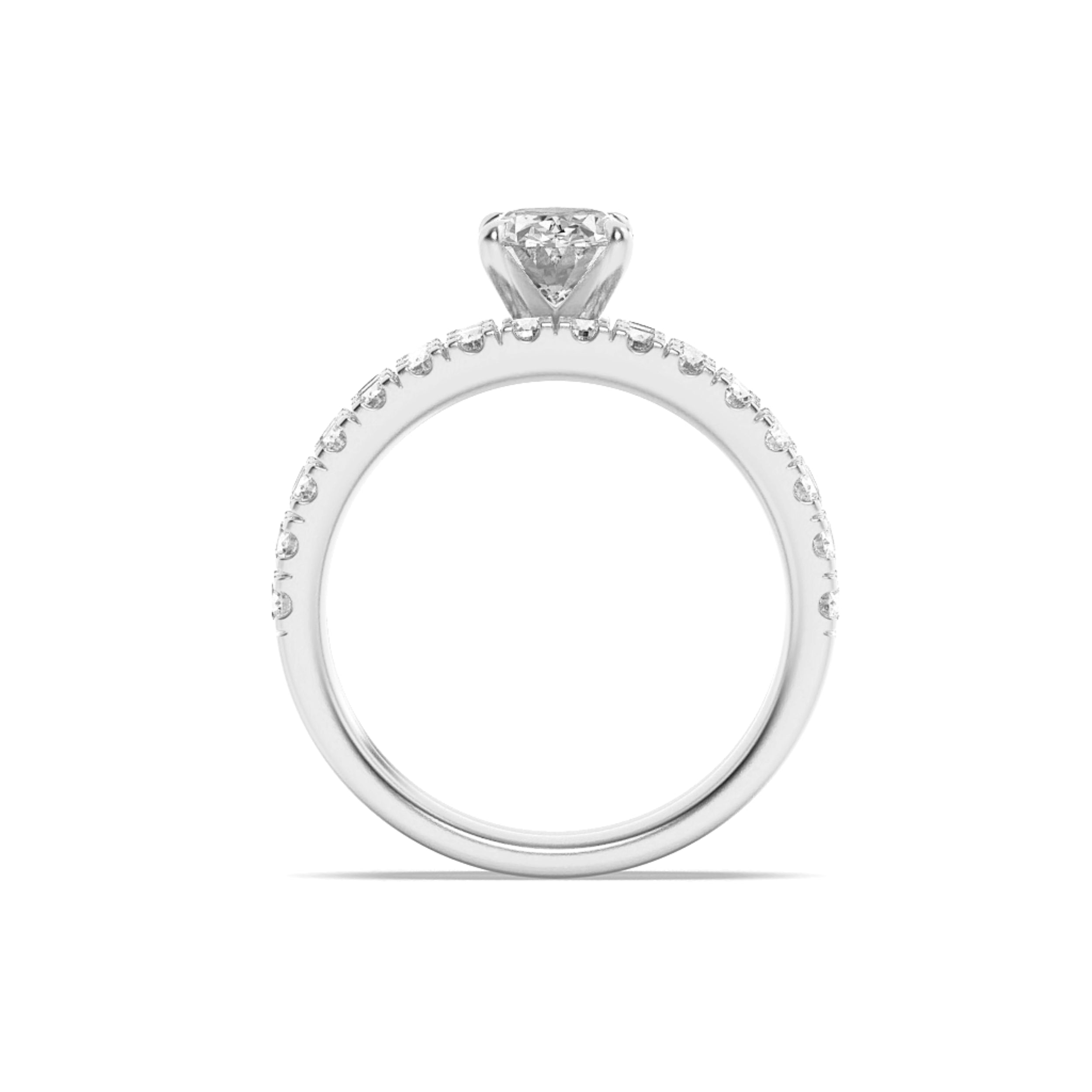 2CTW Oval Shaped Lab Grown Diamond (F/VVS) Classic Accented  Set With Band and Engagement Ring in 14K Gold