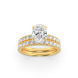 2CTW Oval Shaped Lab Grown Diamond (F/VS) Classic Accented  Set With Band and Engagement Ring in 14K Gold