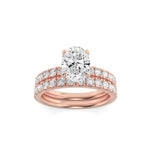 2CTW Oval Shaped Lab Grown Diamond (F/VS) Classic Accented  Set With Band and Engagement Ring in 14K Gold