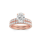 2CTW Oval Shaped Lab Grown Diamond (F/VS) Classic Accented  Set With Band and Engagement Ring in 14K Gold