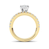 2CTW Oval Shaped Lab Grown Diamond (F/VVS) Classic Accented  Set With Band and Engagement Ring in 14K Gold