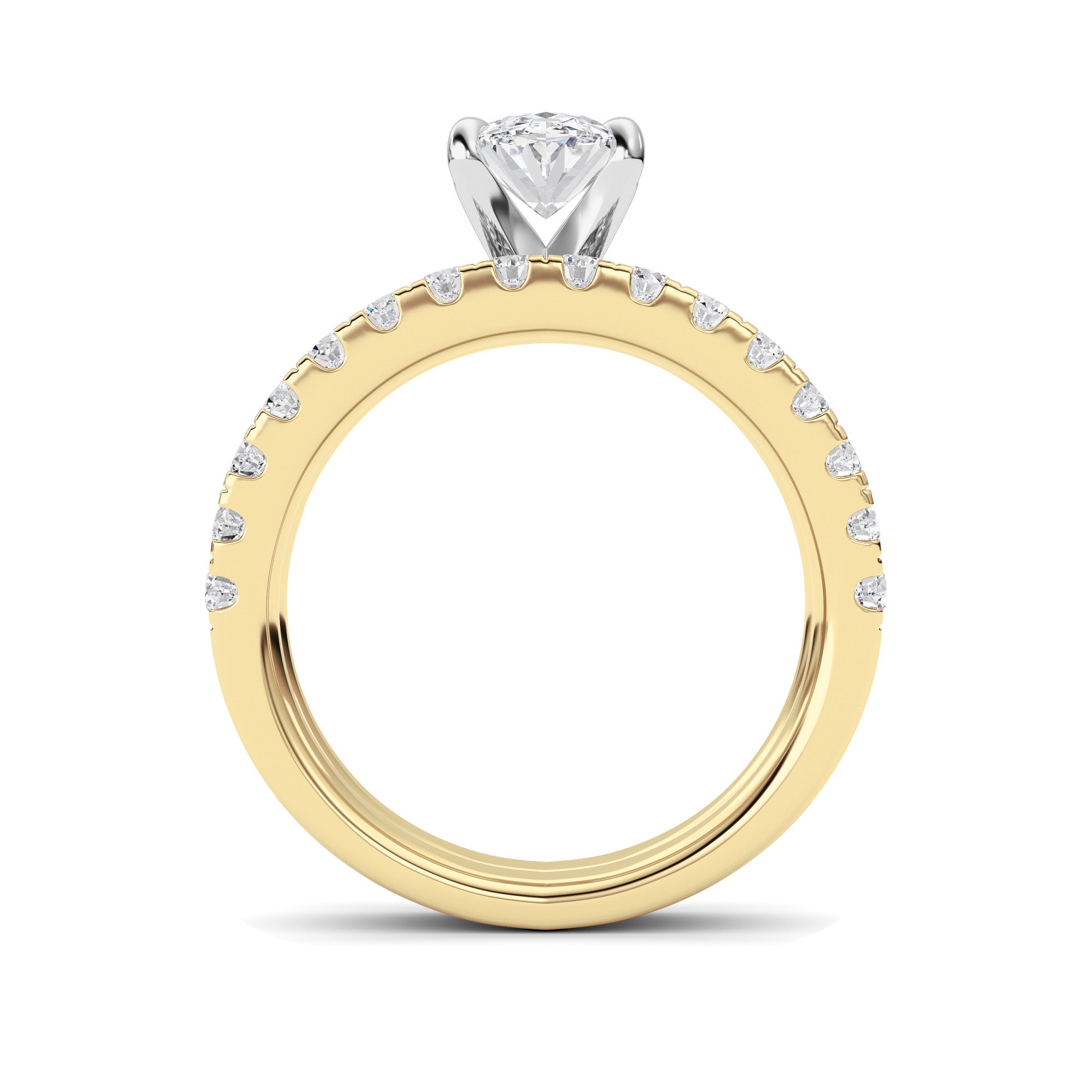 2CTW Oval Shaped Lab Grown Diamond (F/VVS) Classic Accented  Set With Band and Engagement Ring in 14K Gold