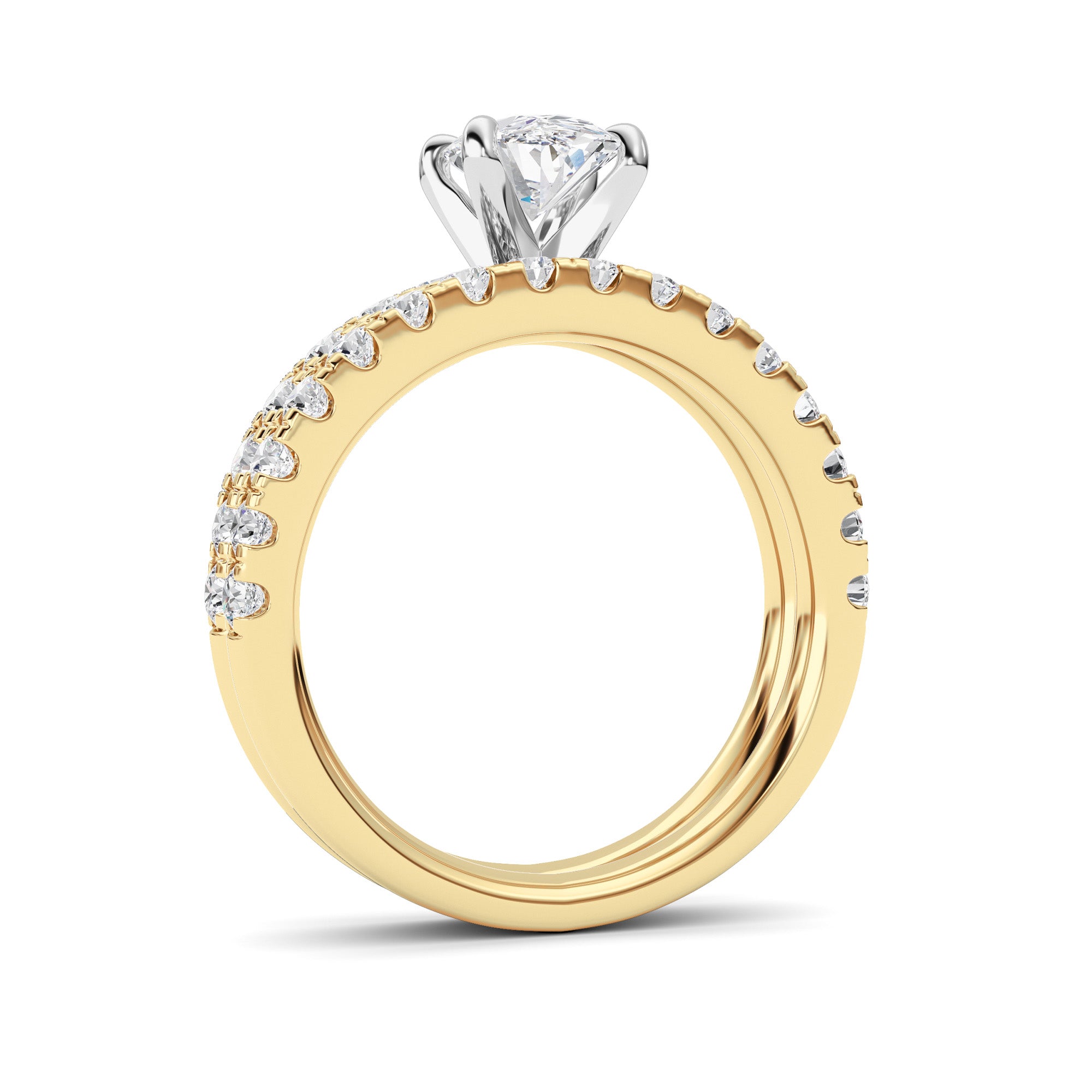 2CTW Oval Shaped Lab Grown Diamond (F/VVS) Classic Accented  Set With Band and Engagement Ring in 14K Gold