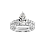 2CTW Pear Shaped Lab Grown Diamond (F/VS) Classic Accented  Set With Band and Engagement Ring in 14K Gold