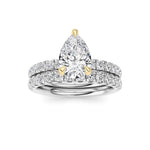 2CTW Pear Shaped Lab Grown Diamond (F/VS) Classic Accented  Set With Band and Engagement Ring in 14K Gold