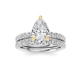 2CTW Pear Shaped Lab Grown Diamond (F/VS) Classic Accented  Set With Band and Engagement Ring in 14K Gold