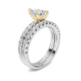 2CTW Pear Shaped Lab Grown Diamond (F/VS) Classic Accented  Set With Band and Engagement Ring in 14K Gold