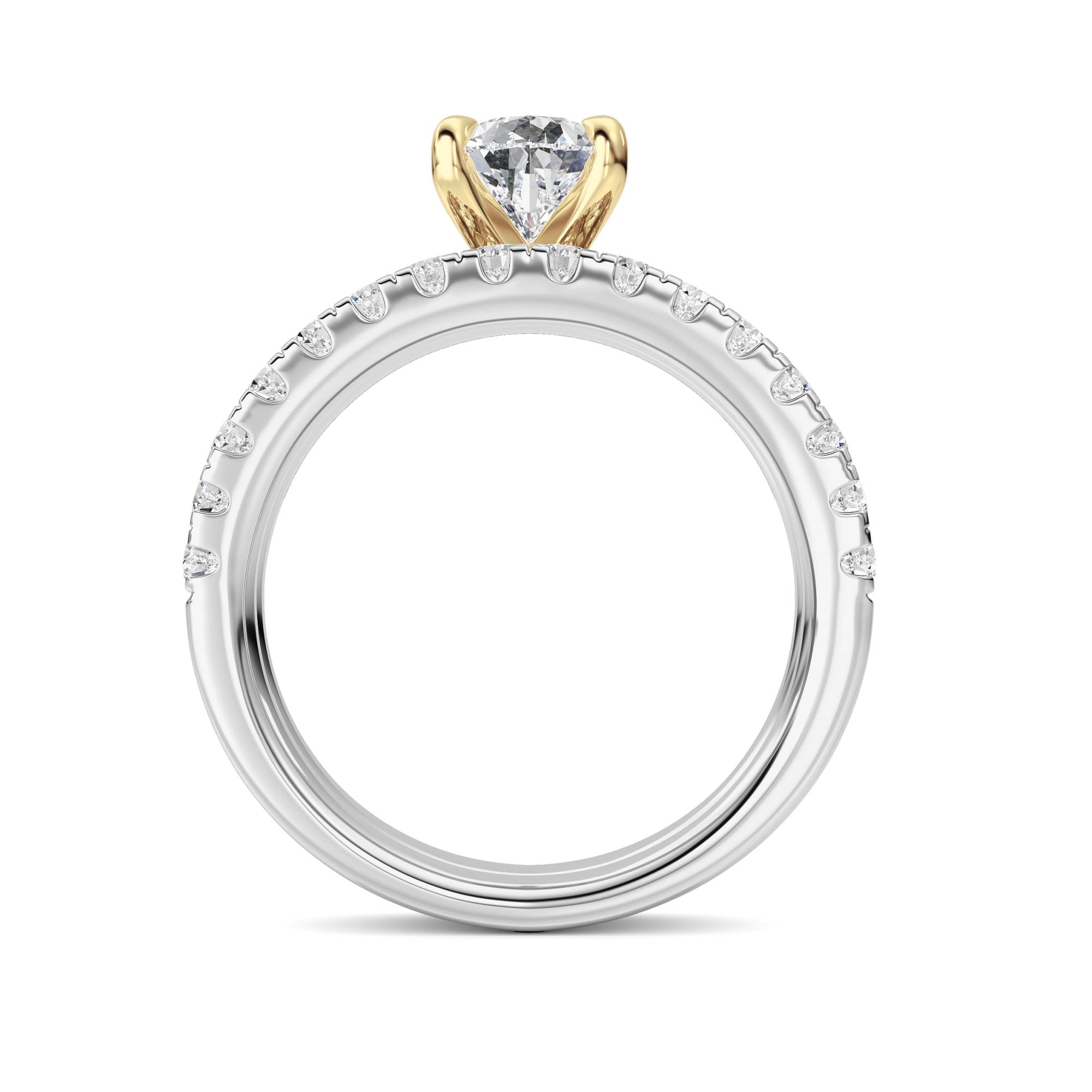2CTW Pear Shaped Lab Grown Diamond (F/VS) Classic Accented  Set With Band and Engagement Ring in 14K Gold