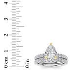 2CTW Pear Shaped Lab Grown Diamond (F/VS) Classic Accented  Set With Band and Engagement Ring in 14K Gold