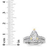 2CTW Pear Shaped Lab Grown Diamond (F/VS) Classic Accented  Set With Band and Engagement Ring in 14K Gold