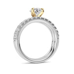 2CTW Pear Shaped Lab Grown Diamond (F/VS) Classic Accented  Set With Band and Engagement Ring in 14K Gold