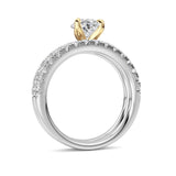 2CTW Pear Shaped Lab Grown Diamond (F/VS) Classic Accented  Set With Band and Engagement Ring in 14K Gold